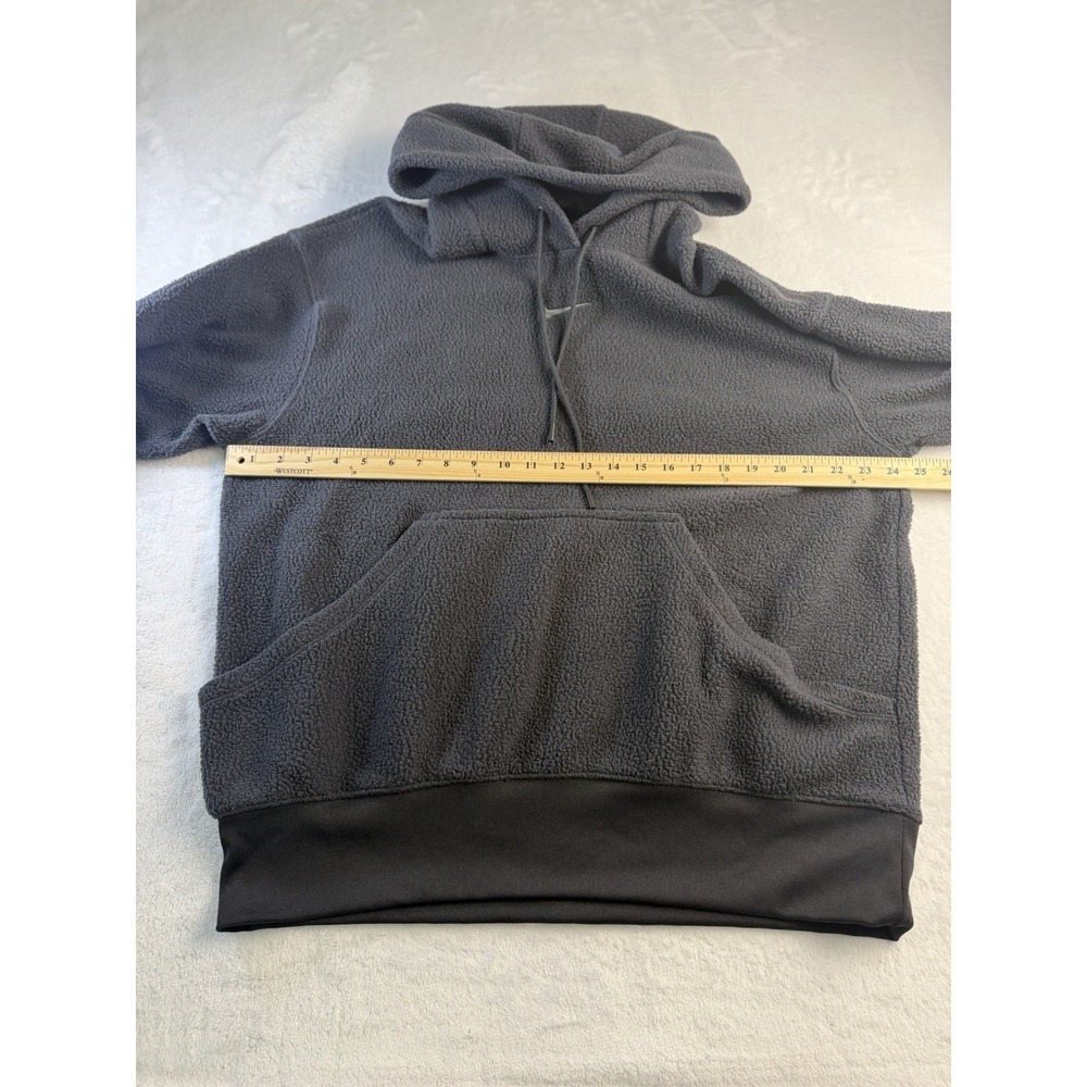 Nike Mens Black Sherpa Fleece Pullover Hoodie Center Swoosh Kangaroo Pocket Sz M - Picture 4 of 8
